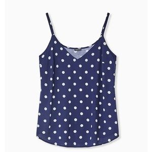 NWT TORRID Navy w/White Polka Dots Stretch Woven Cami